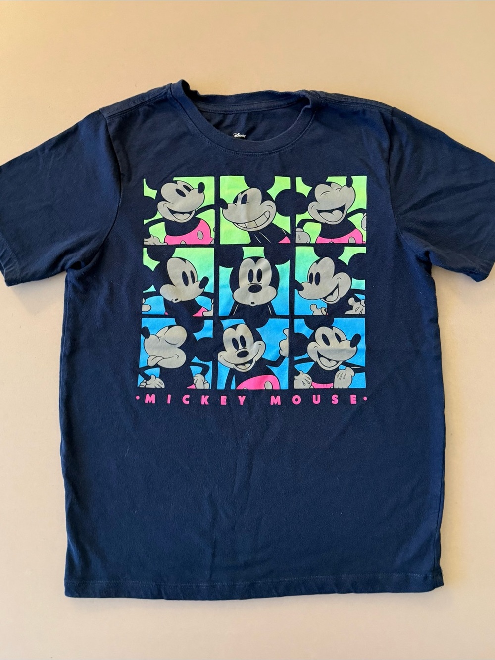 Disney Navy Mickey Mouse Multi-Color Grid Graphic Tee